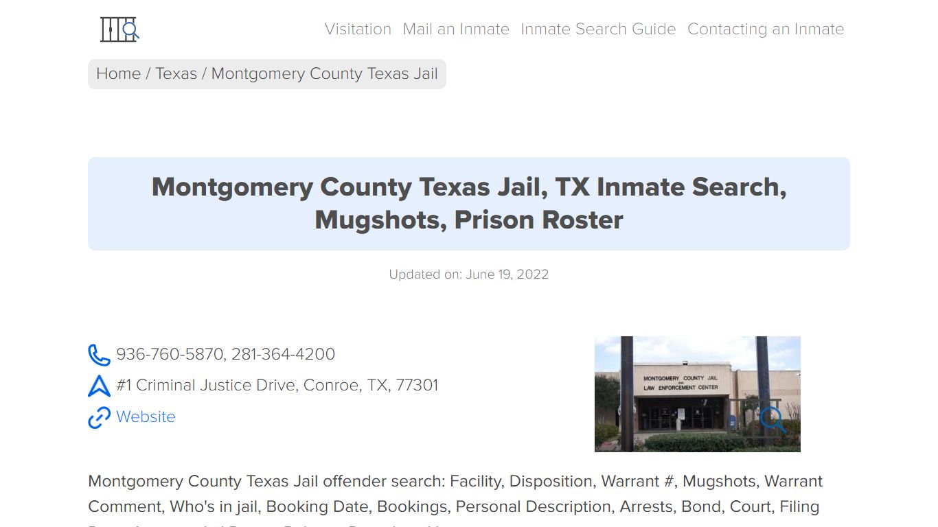 Montgomery County Texas Jail, TX Inmate Search, Mugshots ...