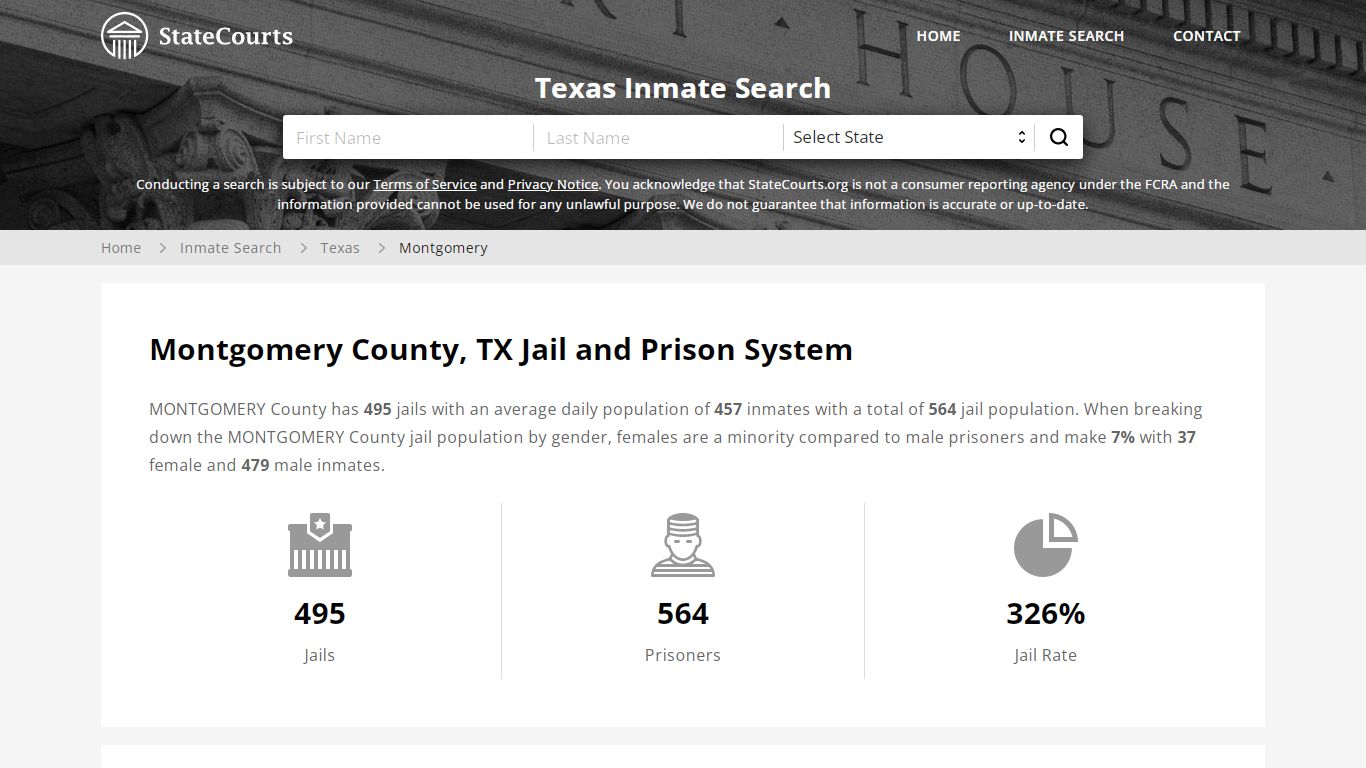 Montgomery County, TX Inmate Search - StateCourts